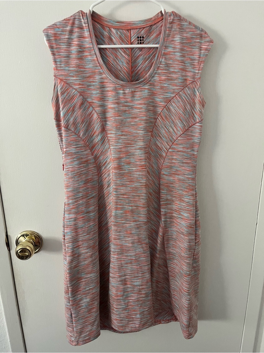 Title Nine Dress Heather Orange Aqua Medium Midi Knee Length